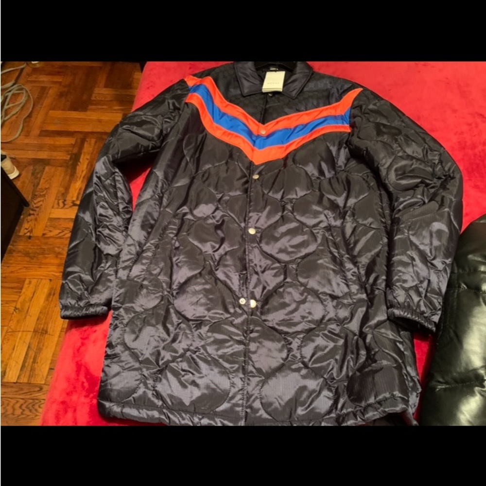 Authentic Pre-owned GUCCI CHEVRON-STRIPED QUILTED JACKET WITH LOGO Size 52 / XL